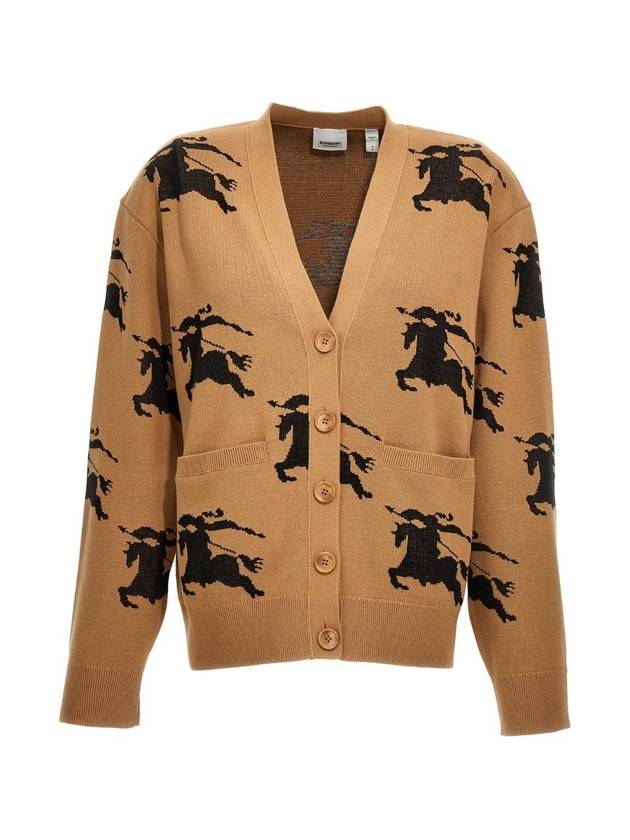 Luxury Burberry EKD Cotton Silk Cardigan Camel