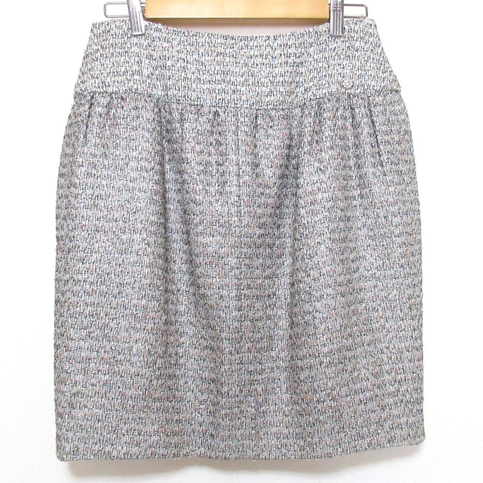Chanel Coco Mark Tweed Mini Skirt Wool Skirt