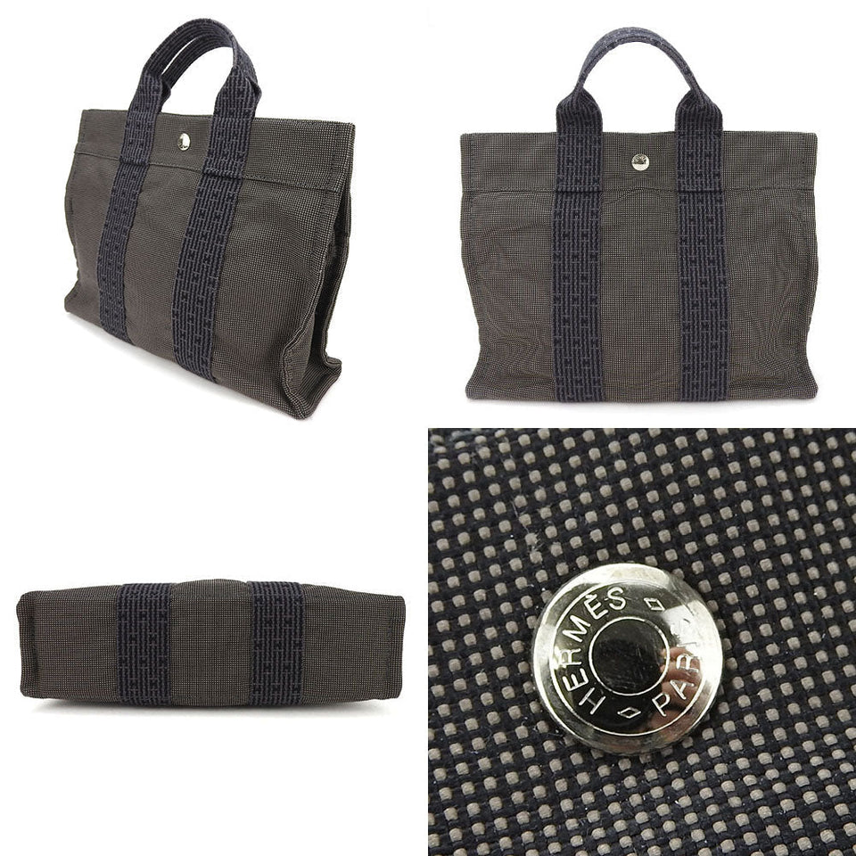 Hermes Tote Bag canvas gray Her Line Tote PM unisex(Unisex)
