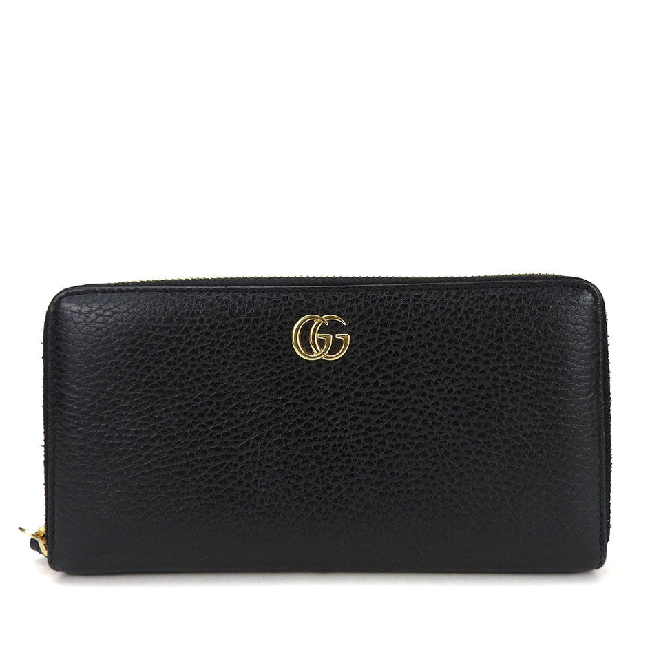 Gucci Long Wallet Purse 456117 leather black GG Marmont