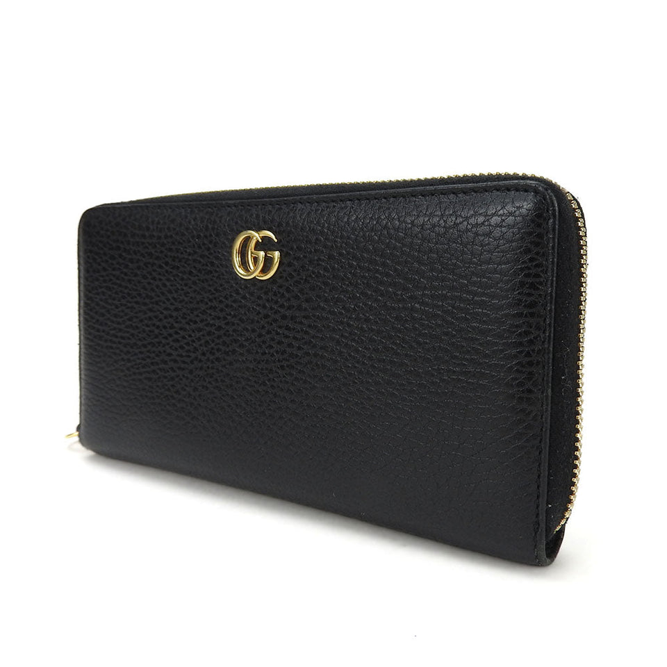Gucci Long Wallet Purse 456117 leather black GG Marmont