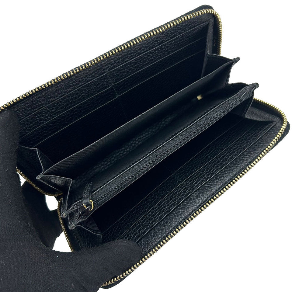Gucci Long Wallet Purse 456117 leather black GG Marmont
