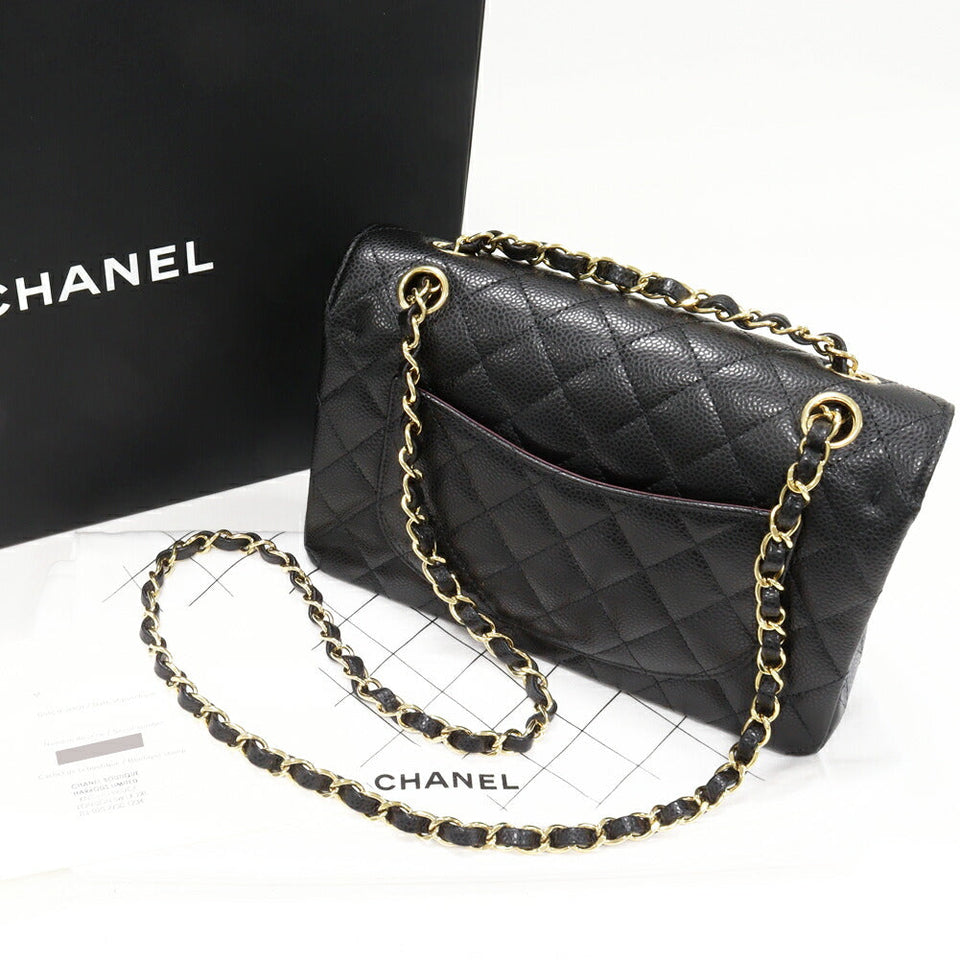 Chanel Grained Calfskin Classic Matelassé 2way Bag Black Gold Hardware A01113 Y01864 C3906