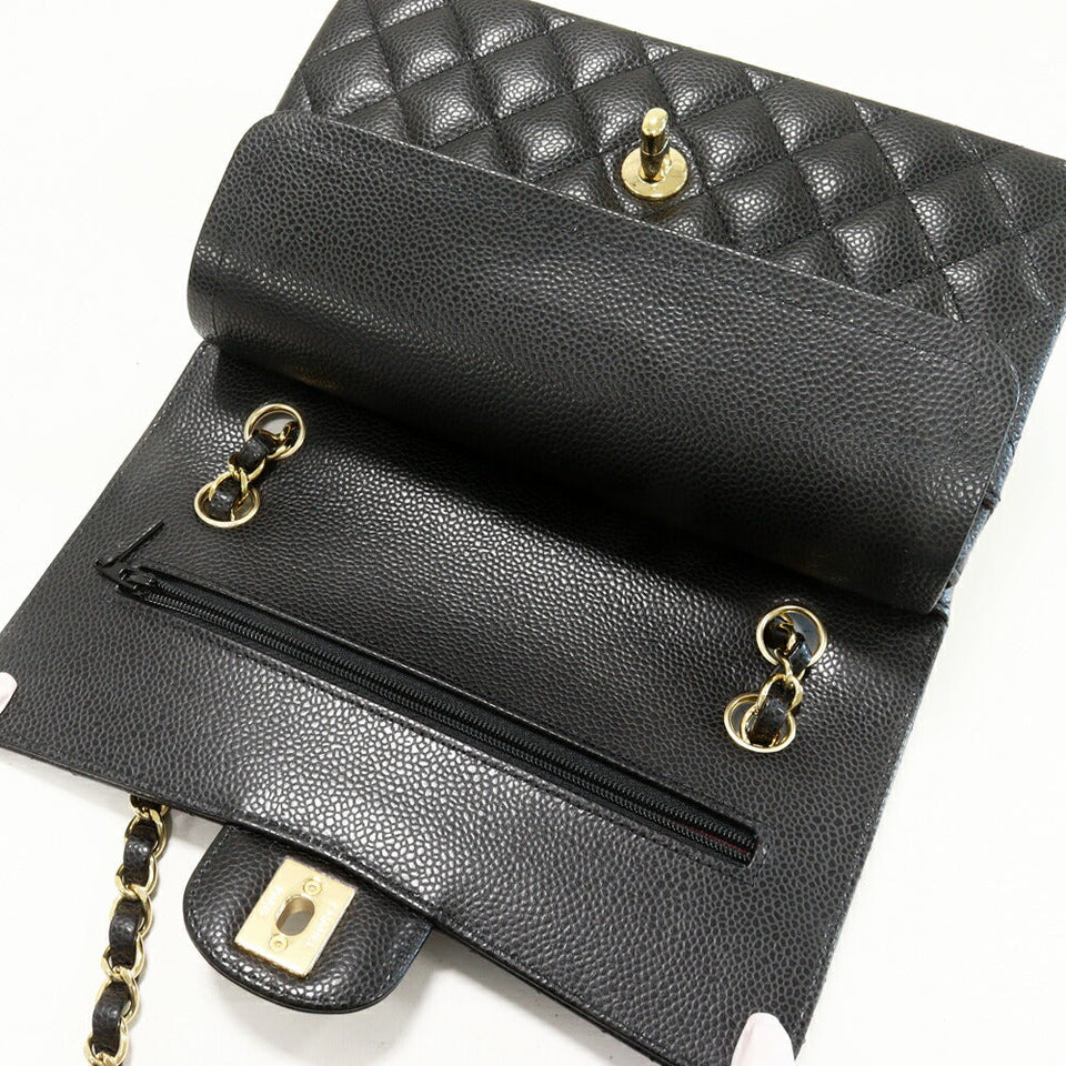 Chanel Grained Calfskin Classic Matelassé 2way Bag Black Gold Hardware A01113 Y01864 C3906