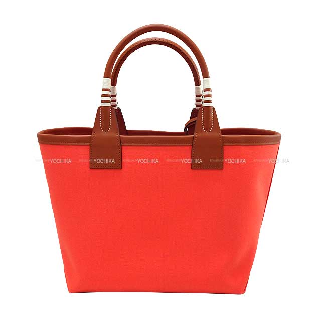 Hermes Handbag Steeple 25 Rose Texese/Cuivre Toile Militaire/Veau Swift Silver HW Stamp