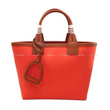 Hermes Handbag Steeple 25 Rose Texese/Cuivre Toile Militaire/Veau Swift Silver HW Stamp