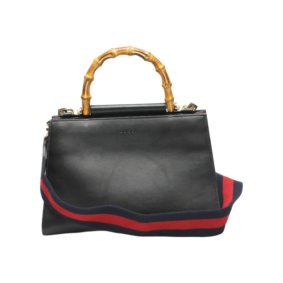 Gucci Handbag 459076 leather black Bamboo leather 2 way bag Women