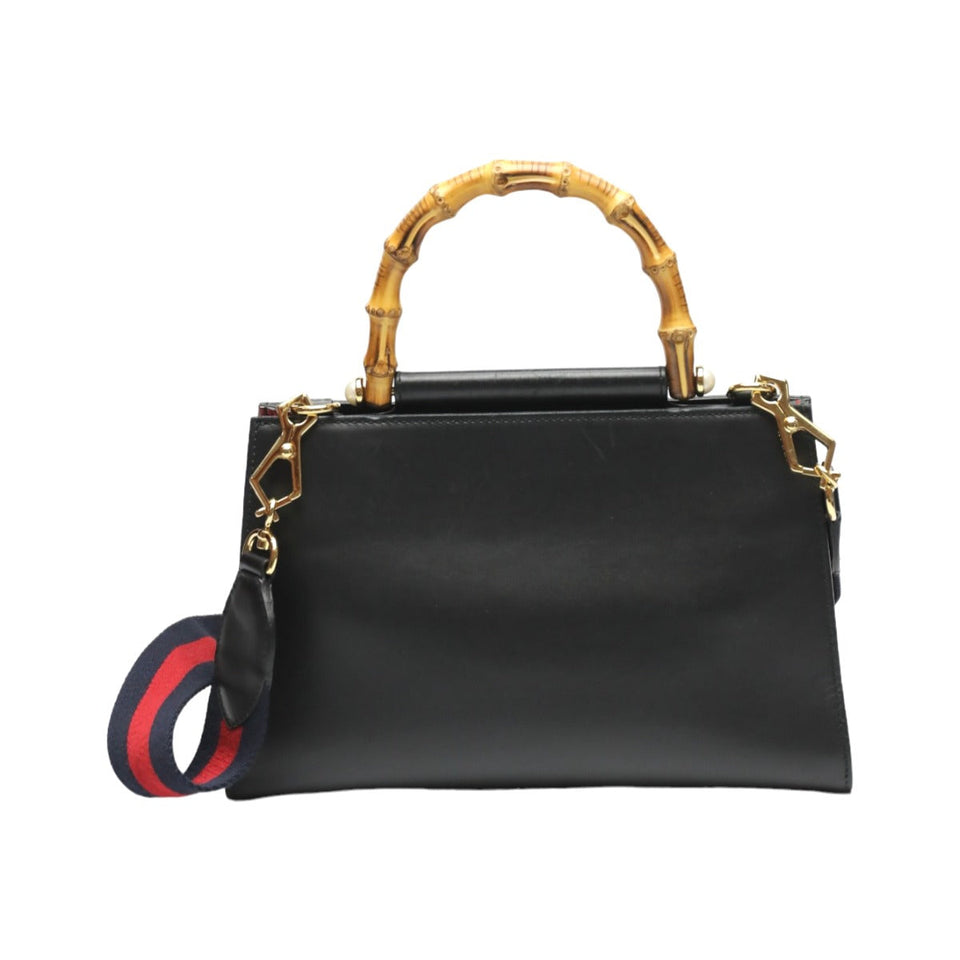 Gucci Handbag 459076 leather black Bamboo leather 2 way bag Women