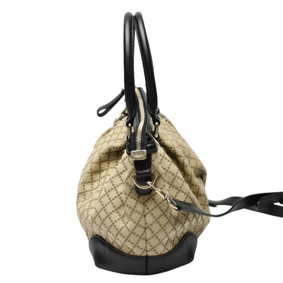 Gucci Shoulder Bag 247902 canvas Black x beige 2WAYShoulder Bag Diamante Women