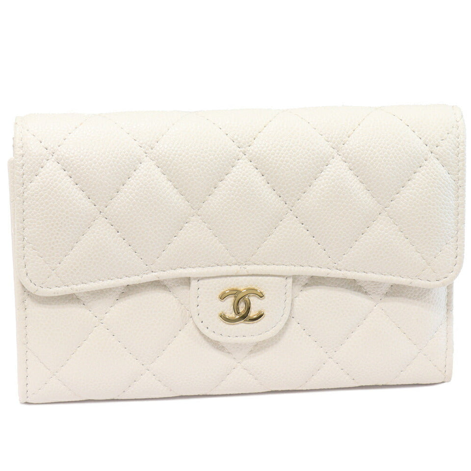 Chanel Caviar Skin Matelasse Medium Classic Flap Wallet Wallet AP0232