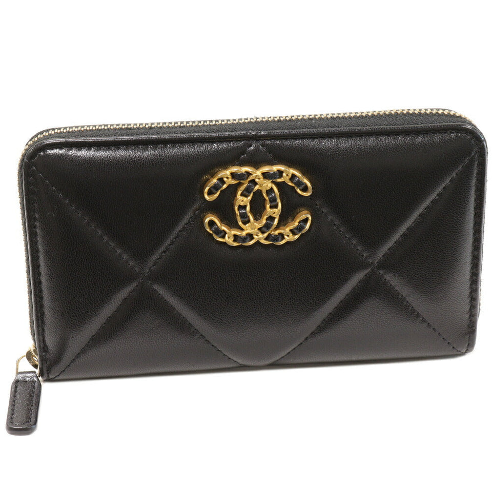 Chanel Lambskin Chanel 19 Zip Long Wallet AP0948