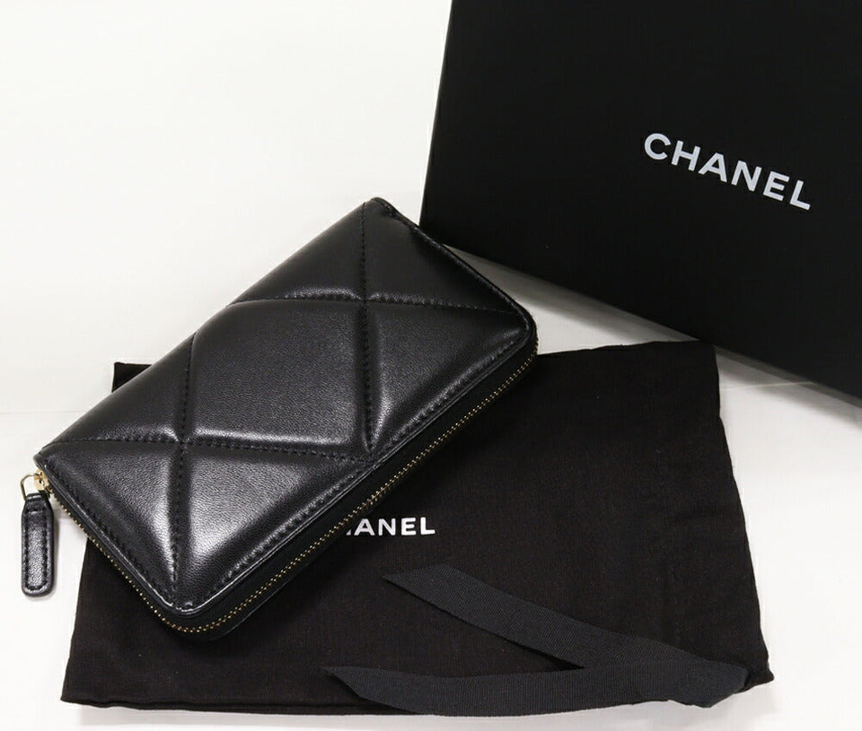 Chanel Lambskin Chanel 19 Zip Long Wallet AP0948