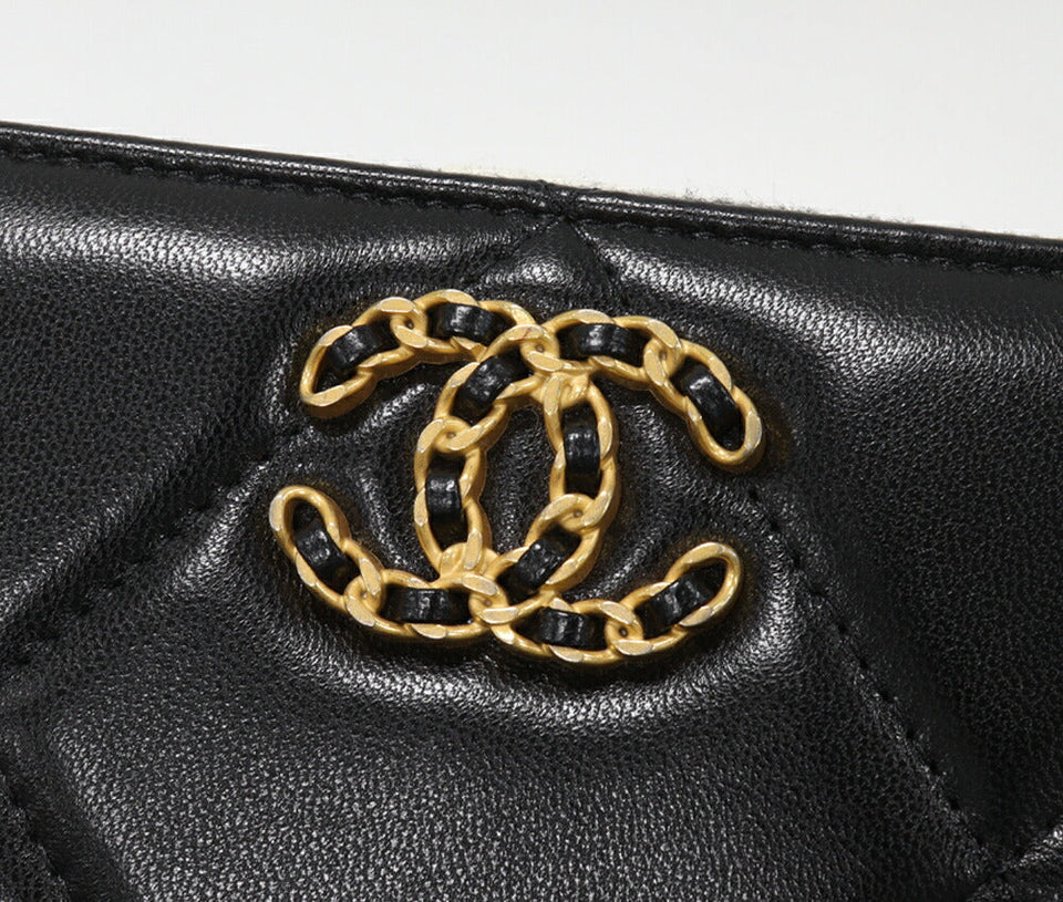 Chanel Lambskin Chanel 19 Zip Long Wallet AP0948