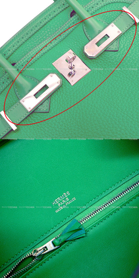 Hermes Handbag Birkin30 Ghillies Bambou Veau Togo/Veau Swift Silver HW Stamp