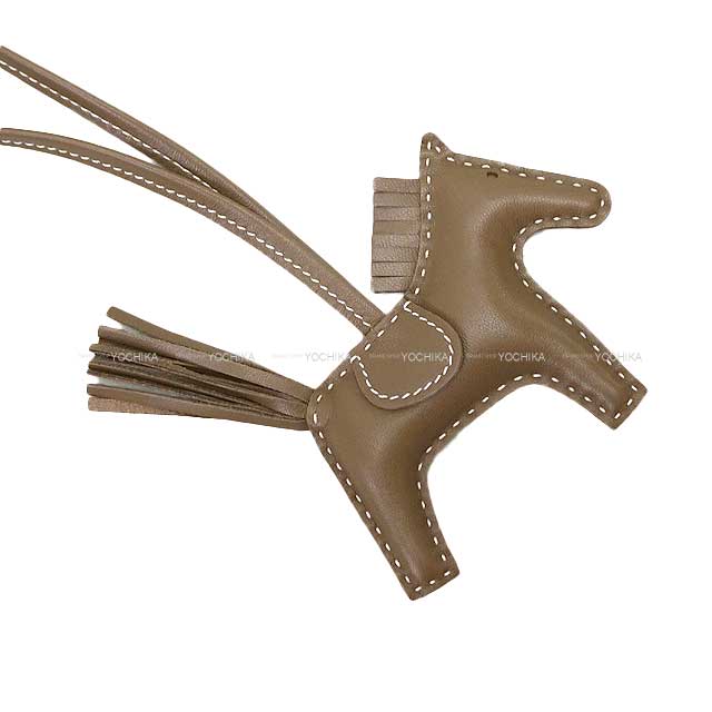 Hermes bag charm Rodeo PM So Etoupe White stitch Etoupe Agneau Milo Stamp
