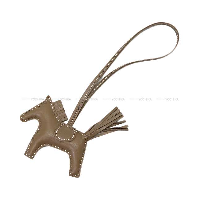 Hermes bag charm Rodeo PM So Etoupe White stitch Etoupe Agneau Milo Stamp