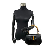 Gucci Handbag leather black Bamboo Women