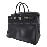 Hermes Handbag Birkin40 Noir (Black) Ardennes Silver HW Stamp □K
