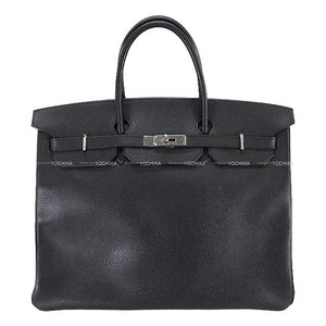 Hermes Handbag Birkin40 Noir (Black) Ardennes Silver HW Stamp ?K