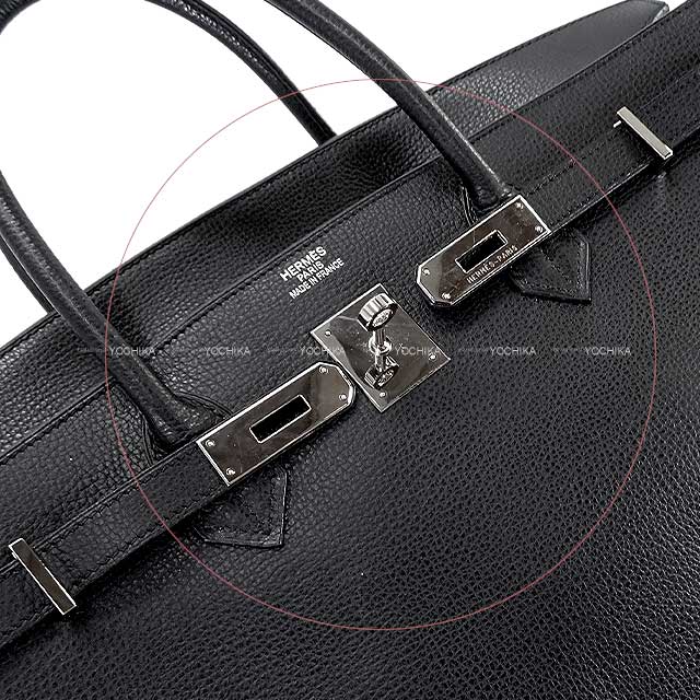 Hermes Handbag Birkin40 Noir (Black) Ardennes Silver HW Stamp ?K