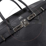 Hermes Handbag Birkin40 Noir (Black) Ardennes Silver HW Stamp ?K