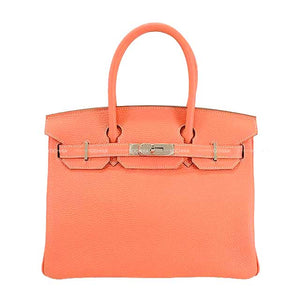 Hermes Handbag Birkin30 Crevette Taurillon Clemence Silver HW Stamp ?Q