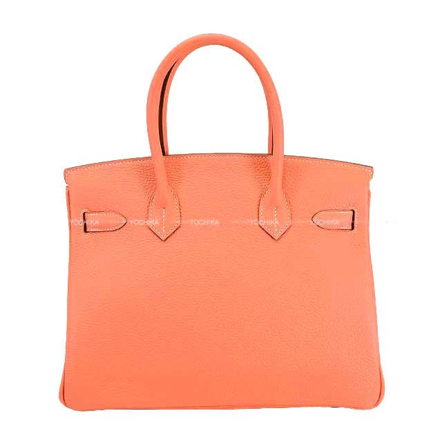 Hermes Handbag Birkin30 Crevette Taurillon Clemence Silver HW Stamp ?Q