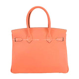 Hermes Handbag Birkin30 Crevette Taurillon Clemence Silver HW Stamp □Q