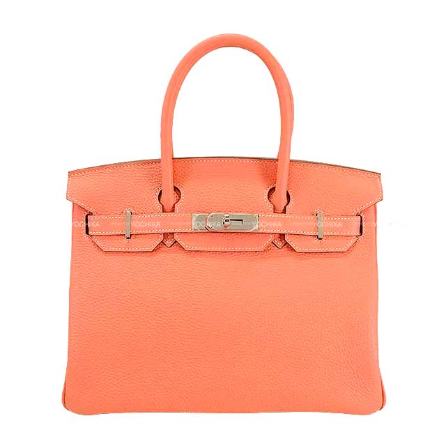 Hermes Handbag Birkin30 Crevette Taurillon Clemence Silver HW Stamp ?Q