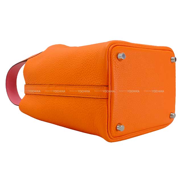 Hermes Handbag Picotin Lock 18 PM Eclat Orange Minium/Rose Azalee Taurillon Clemence/Veau Swift Silver HW Stamp