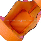 Hermes Handbag Picotin Lock 18 PM Eclat Orange Minium/Rose Azalee Taurillon Clemence/Veau Swift Silver HW Stamp