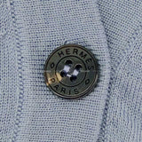 Hermes Cardigan Ladies Long Vneck Embroidery Bleugray Cashmere50% / Silk50% 38
