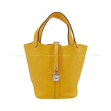 Hermes Handbag Picotin Lock 18 PM Sun Taurillon Clemence Silver HW Stamp