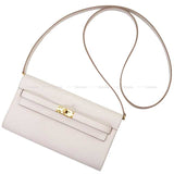 Hermes long wallet Kelly Wallet Long To Go New Gris Perle Veau Epsom Gold HW Stamp