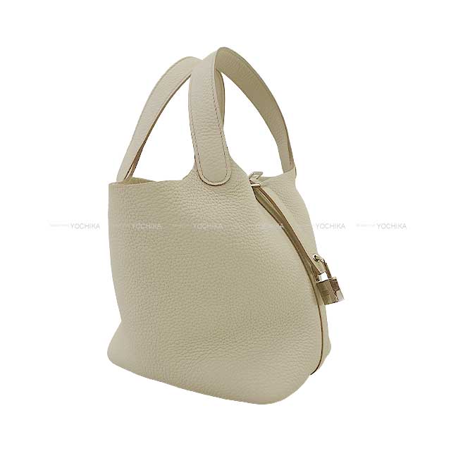 Hermes Handbag Picotin Lock 18 PM Beton Taurillon Clemence Silver HW Stamp