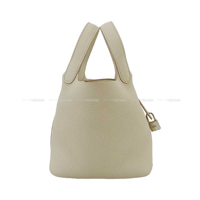 Hermes Handbag Picotin Lock 18 PM Beton Taurillon Clemence Silver HW Stamp