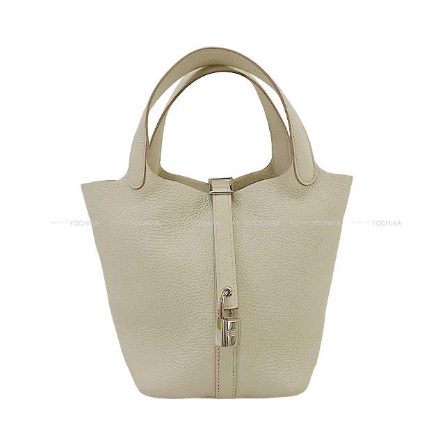 Hermes Handbag Picotin Lock 18 PM Beton Taurillon Clemence Silver HW Stamp