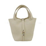Hermes Handbag Picotin Lock 18 PM Beton Taurillon Clemence Silver HW Stamp