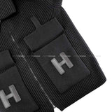 Hermes Knit Ladies Blouson H logo pocket over knit zip up Noir (Black) Wool/Lambskin 36 Silver