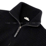 Hermes Knit Ladies Blouson H logo pocket over knit zip up Noir (Black) Wool/Lambskin 36 Silver