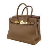 Hermes Handbag Birkin30 Etoupe Veau Togo Gold HW Stamp