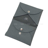 Hermes card holder Calvi Verso Gris Misty/Noir (Black) Chevre Myzore Silver HW Stamp