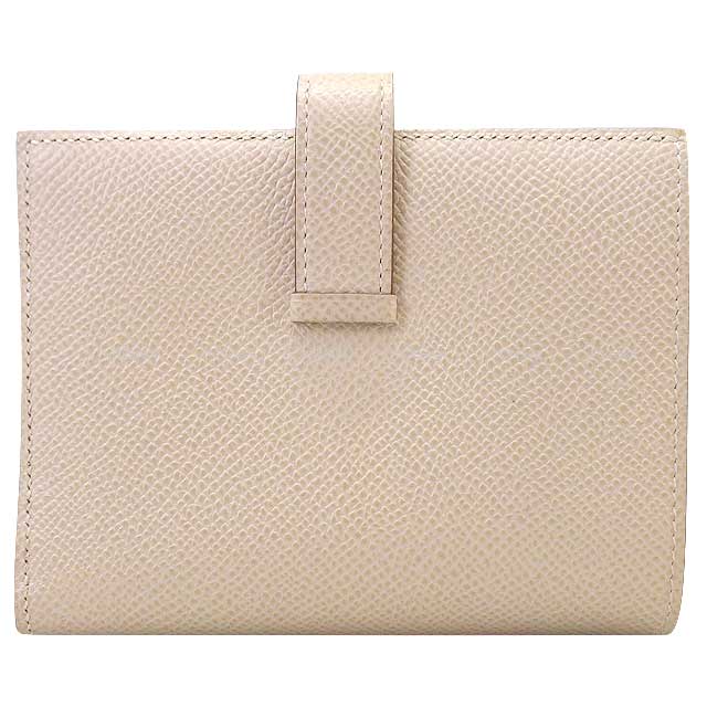 Hermes Bi-fold wallet Bearn Compact Verso  Craie/Gold Veau Epsom Gold HW Stamp