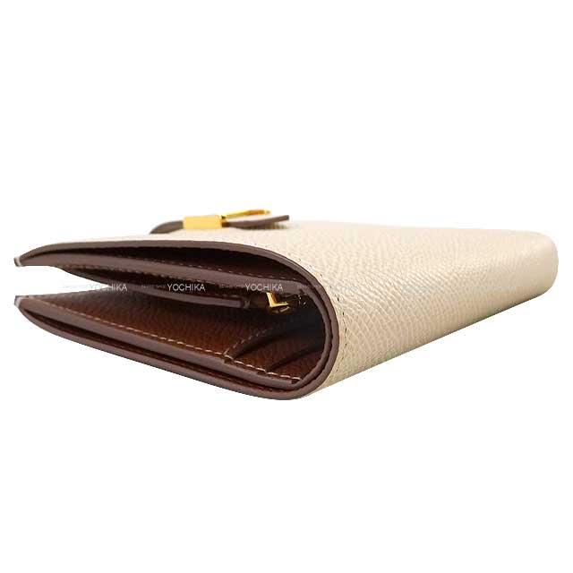 Hermes Bi-fold wallet Bearn Compact Verso  Craie/Gold Veau Epsom Gold HW Stamp