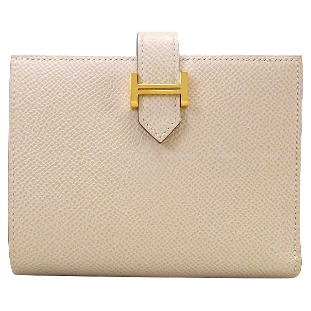 Hermes Bi-fold wallet Bearn Compact Verso  Craie/Gold Veau Epsom Gold HW Stamp