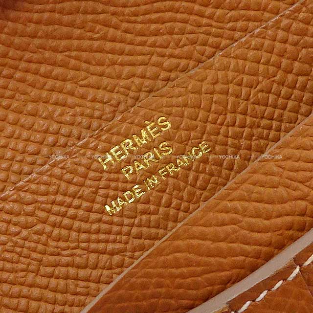 Hermes Bi-fold wallet Bearn Compact Verso  Craie/Gold Veau Epsom Gold HW Stamp