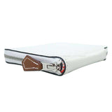 Hermes Bi-fold wallet Azap Silk in Compact Wild New White/Capucine/Bleu Zephyr Evercolor/Veau Barenia/Silk Silver HW Stamp