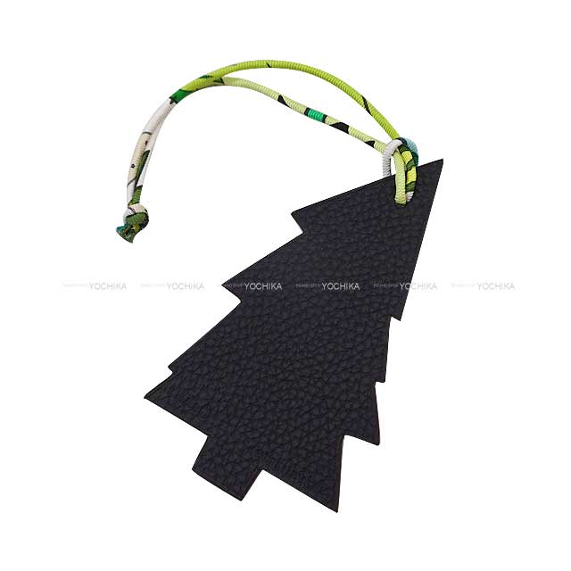 Hermes bag charm Petit H Tree Rose Confetti/Noir (Black) Veau Epsom/Veau Togo