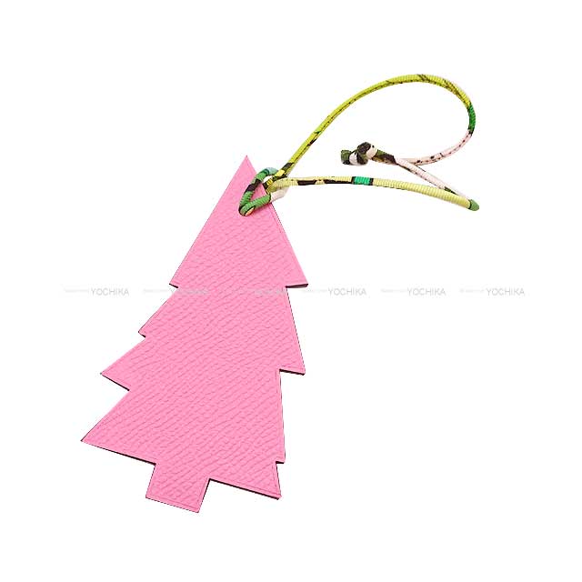 Hermes bag charm Petit H Tree Rose Confetti/Noir (Black) Veau Epsom/Veau Togo