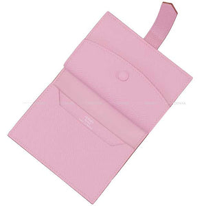 Hermes Bi-fold wallet Bearn Mini Card holder With Coin purse Mauve sylvestre Veau Epsom Silver HW Stamp